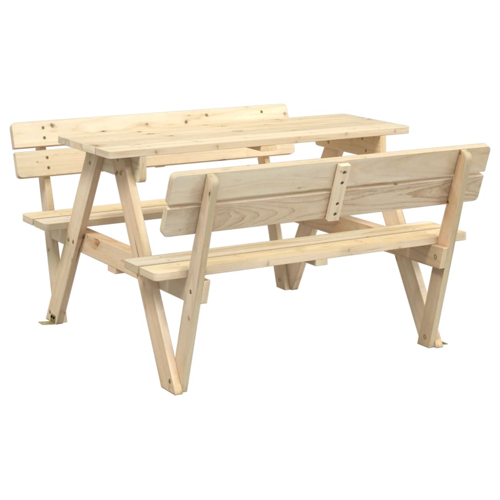 Tavolo da Picnic per 4 Bambini con Ombrellone Legno di Abete