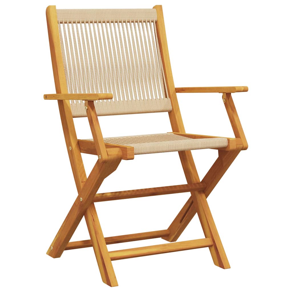 Set Pranzo da Giardino 5 pz Beige Polipropilene/ Legno Massello