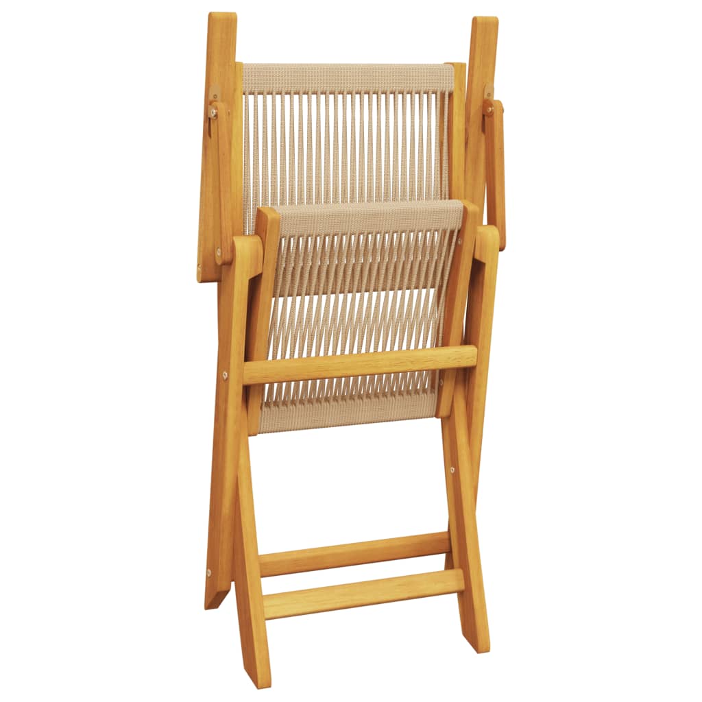 Set Pranzo da Giardino 5 pz Beige Polipropilene/ Legno Massello
