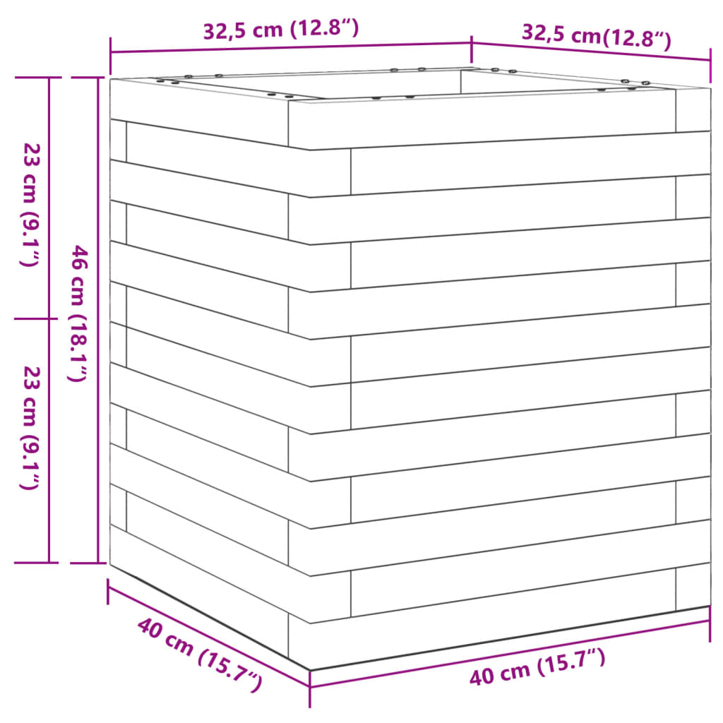 Fioriera da Giardino 40x40x46 cm in Legno di Pino Impregnato