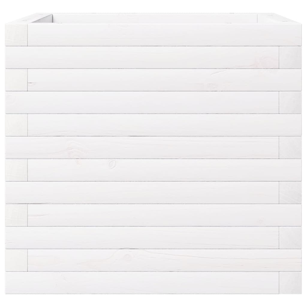 Fioriera da Giardino Bianca 50x50x46 cm Legno Massello di Pino