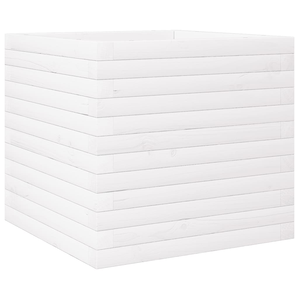 Fioriera da Giardino Bianca 50x50x46 cm Legno Massello di Pino