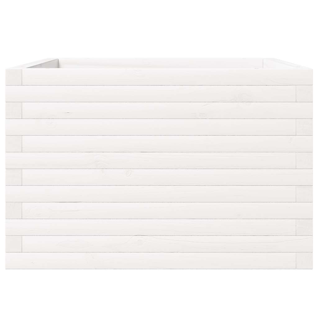 Fioriera da Giardino Bianca 70x70x46 cm Legno Massello di Pino