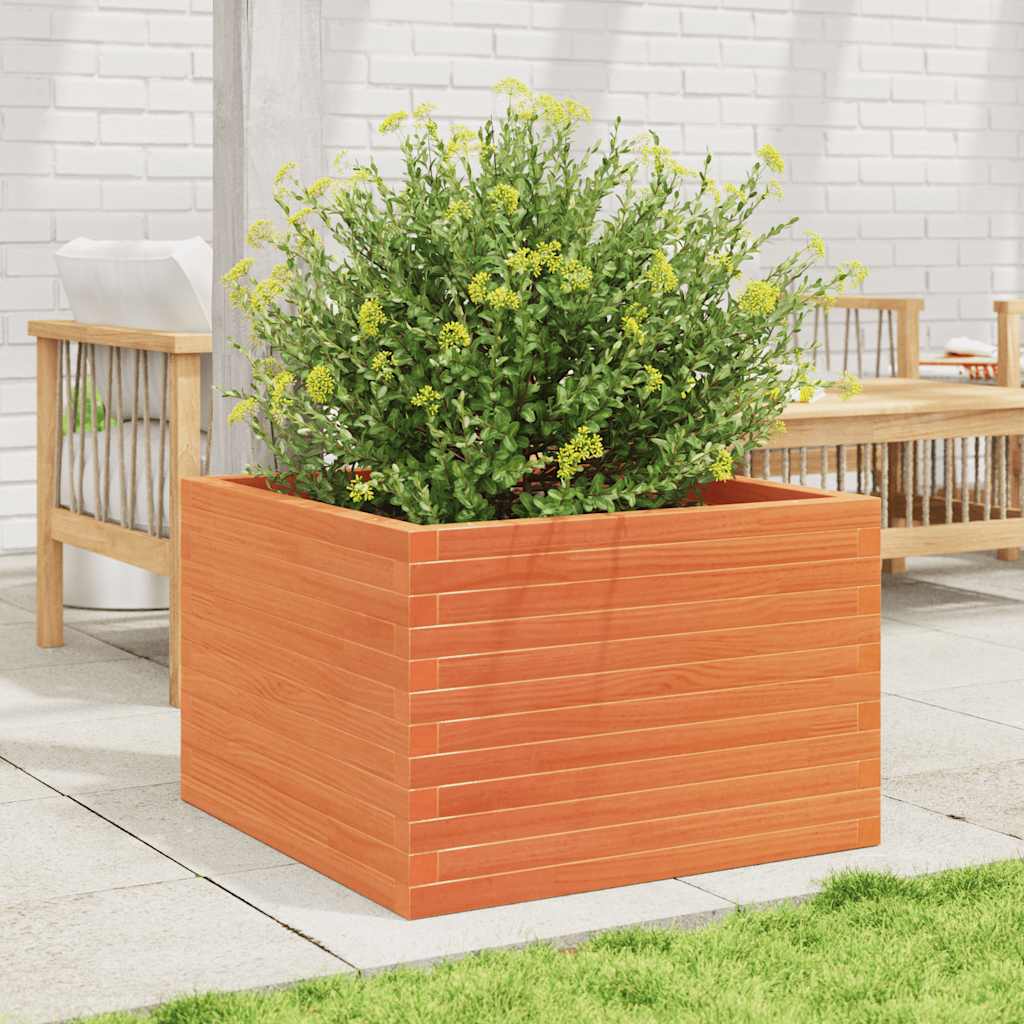 Fioriera Giardino Marrone Cera 70x70x46 cm Legno Massello Pino