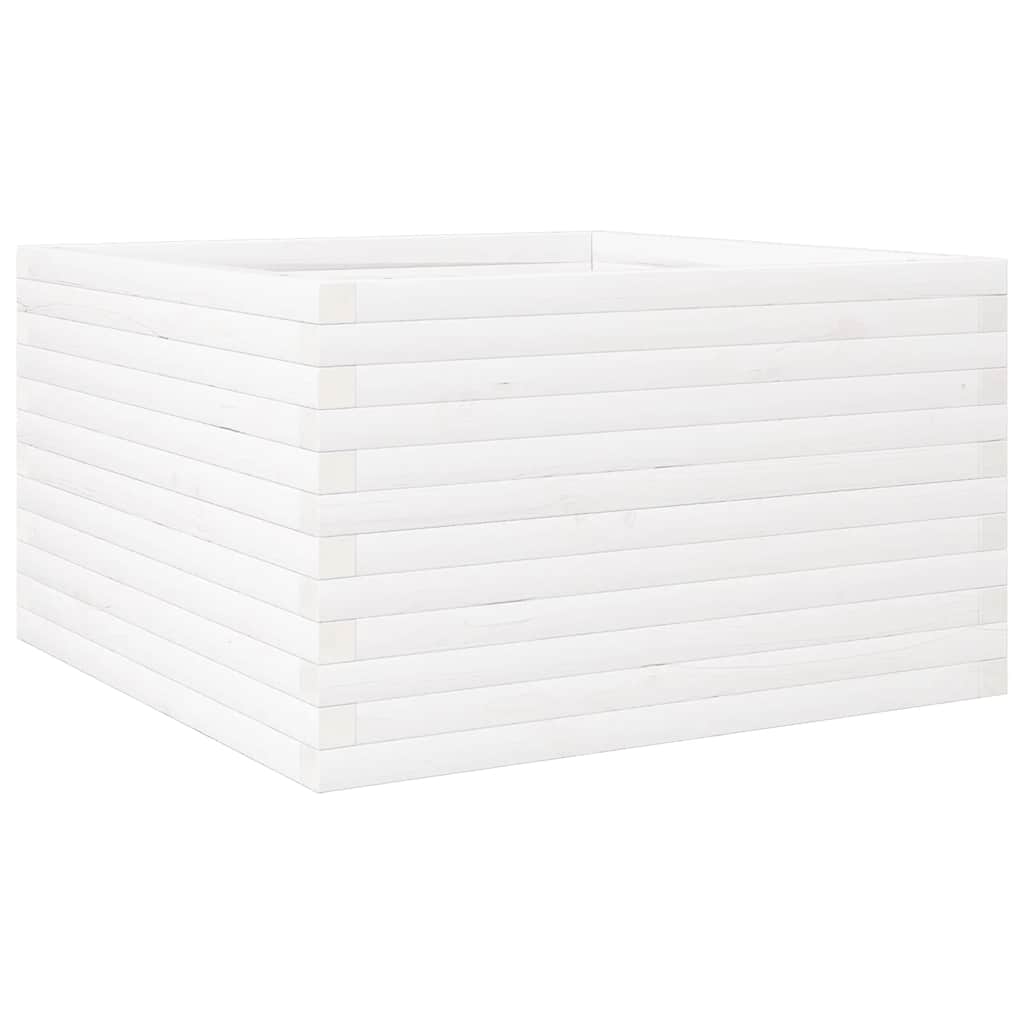 Fioriera da Giardino Bianca 80x80x46 cm Legno Massello di Pino