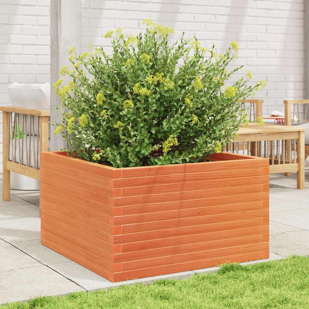 Fioriera Giardino Marrone Cera 80x80x46 cm Legno Massello Pino
