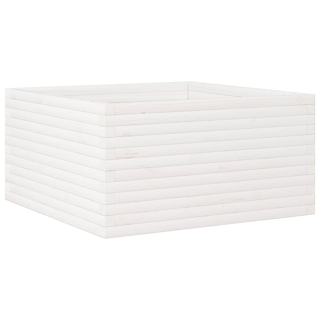 Fioriera da Giardino Bianca 90x90x46 cm Legno Massello di Pino