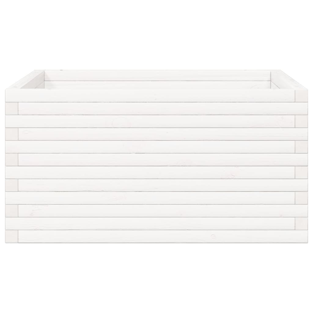Fioriera da Giardino Bianca 90x90x46 cm Legno Massello di Pino