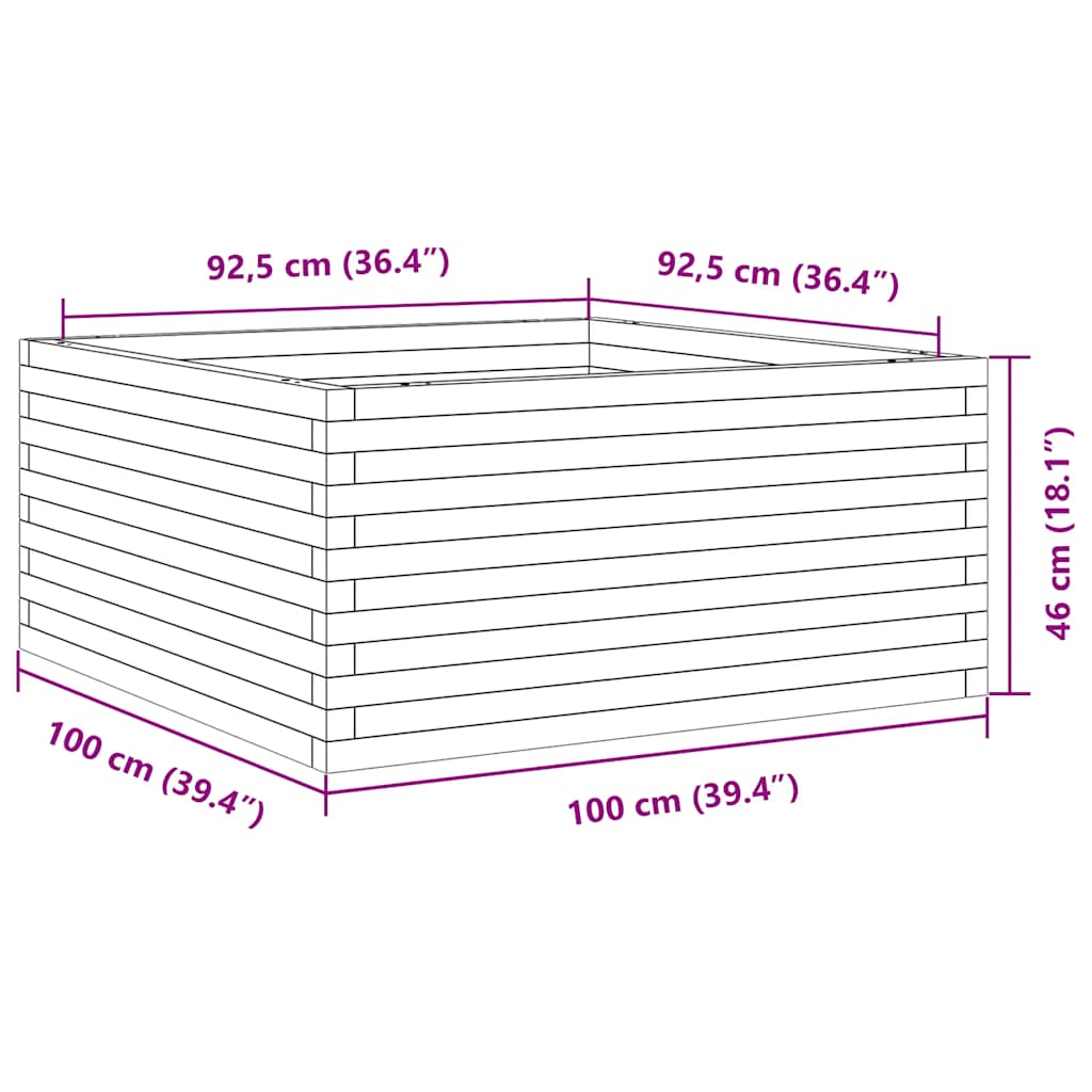 Fioriera da Giardino 100x100x46 cm in Legno Massello di Douglas