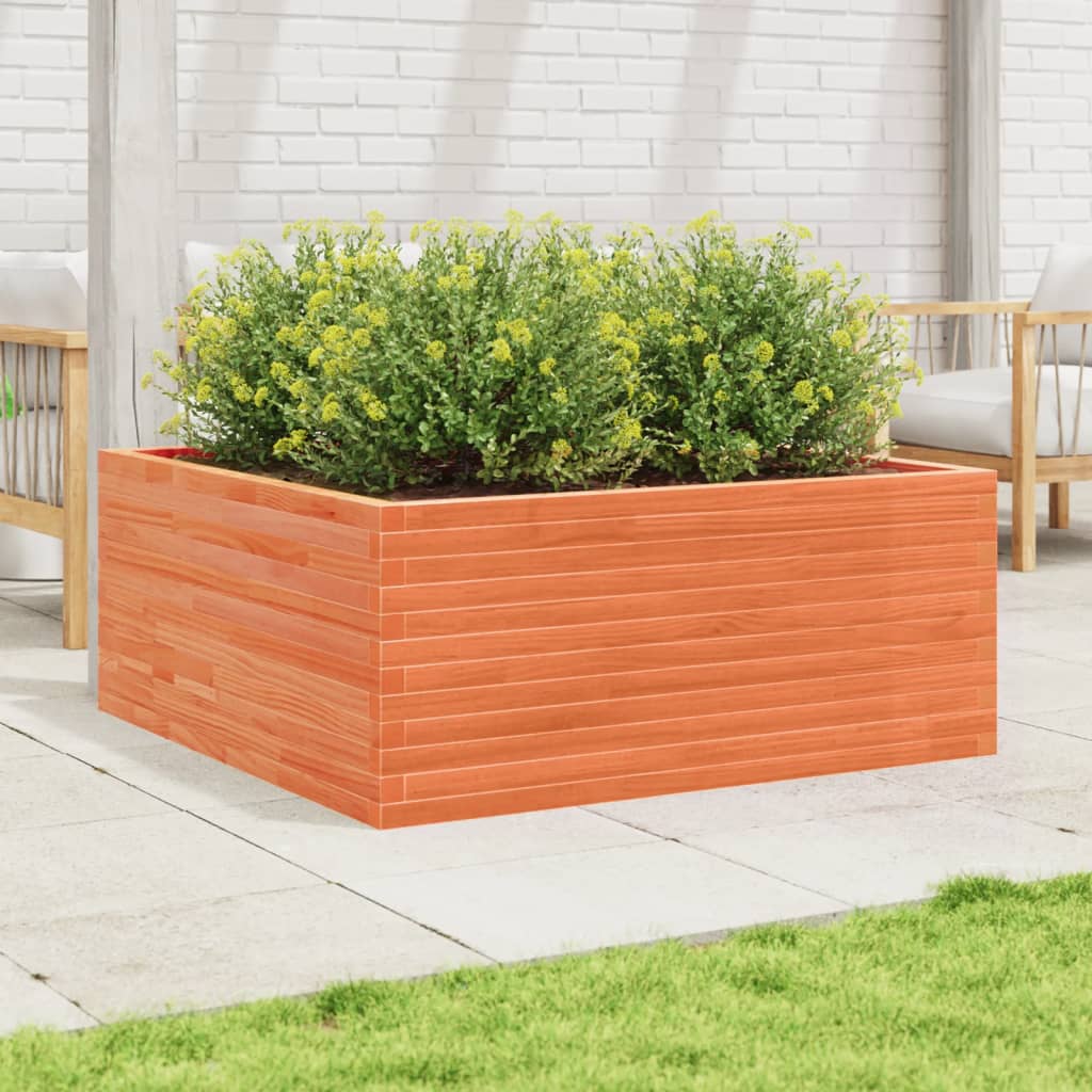 Fioriera Giardino Marrone Cera 110x110x46cm Legno Massello Pino