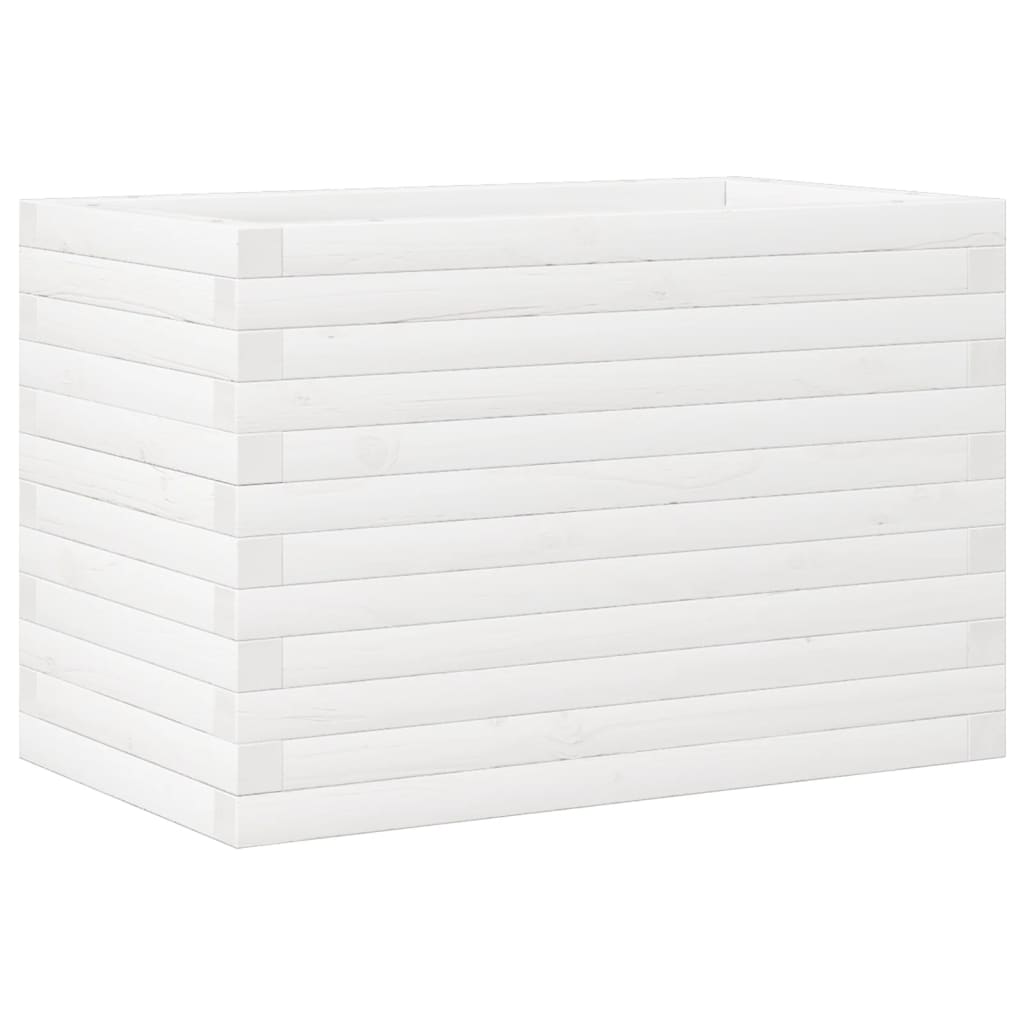 Fioriera da Giardino Bianca 70x40x46 cm Legno Massello di Pino