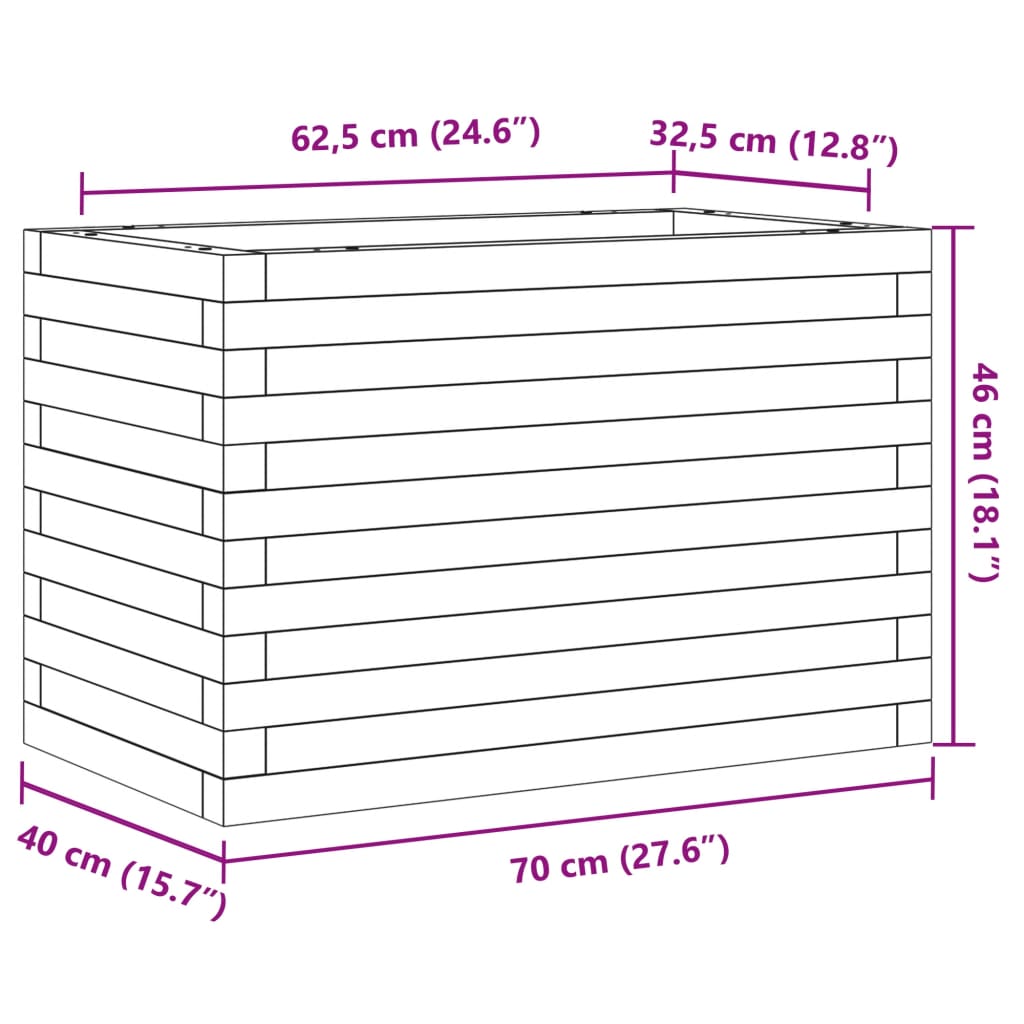 Fioriera da Giardino 70x40x46 cm in Legno Massello di Douglas