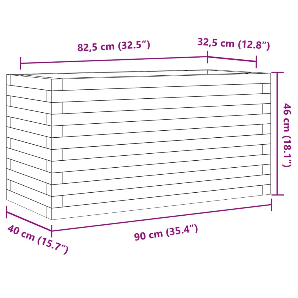 Fioriera Giardino Marrone Cera 90x40x46 cm Legno Massello Pino