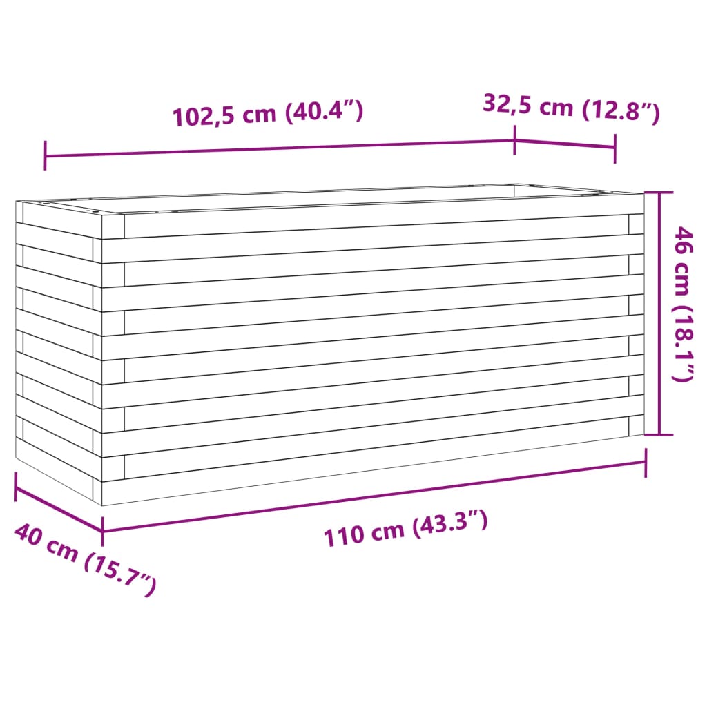 Fioriera da Giardino 110x40x46 cm Legno Massello di Douglas