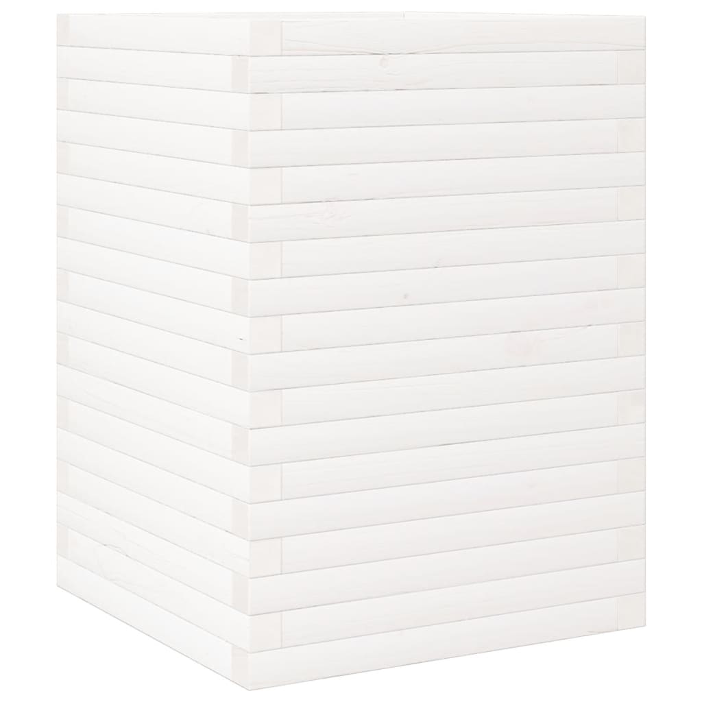 Fioriera da Giardino Bianca 50x50x68,5cm Legno Massello di Pino
