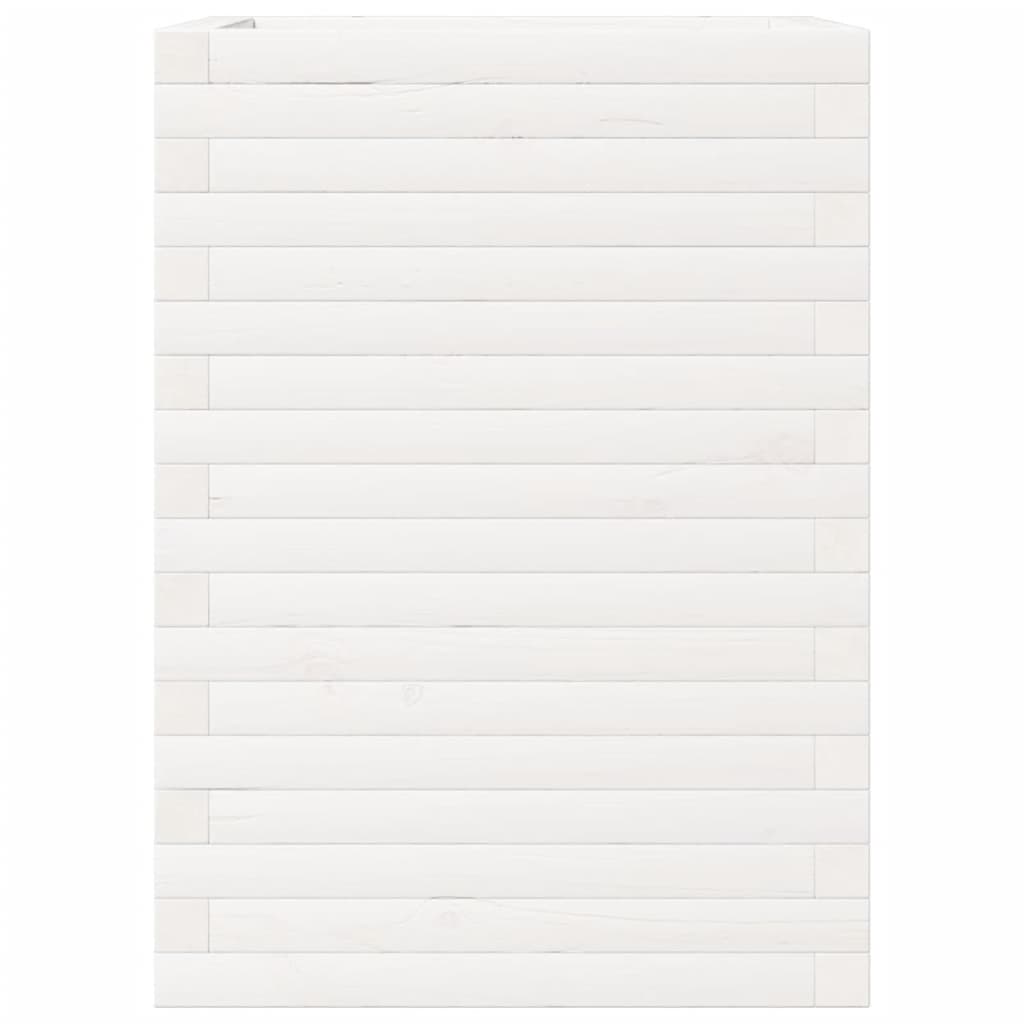 Fioriera da Giardino Bianca 50x50x68,5cm Legno Massello di Pino