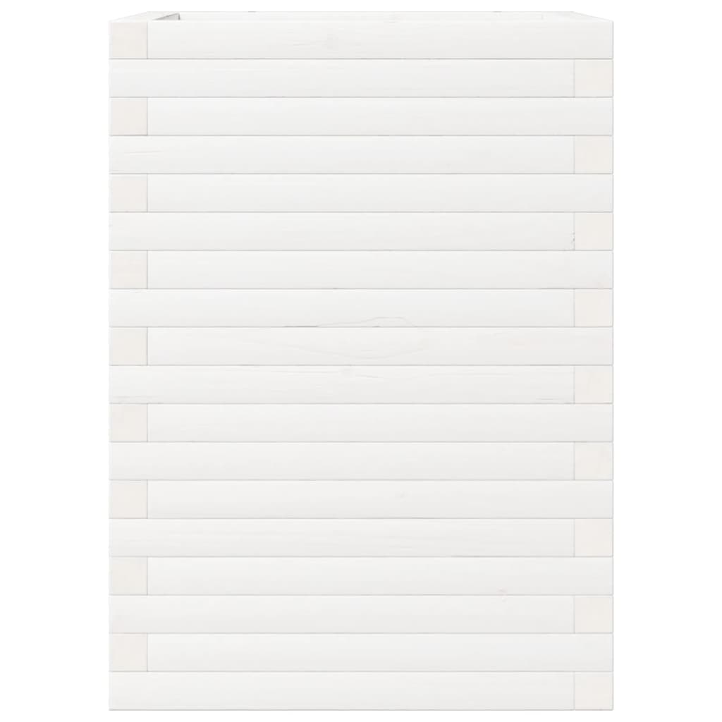 Fioriera da Giardino Bianca 50x50x68,5cm Legno Massello di Pino