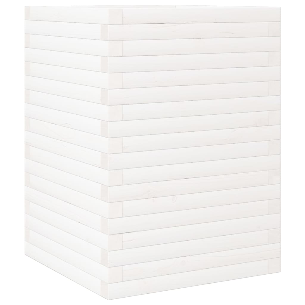 Fioriera da Giardino Bianca 50x50x68,5cm Legno Massello di Pino