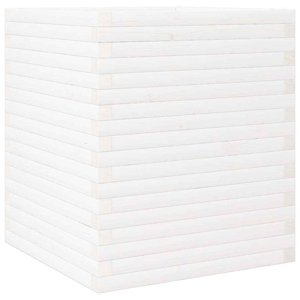 Fioriera da Giardino Bianca 60x60x68,5 m Legno Massello di Pino