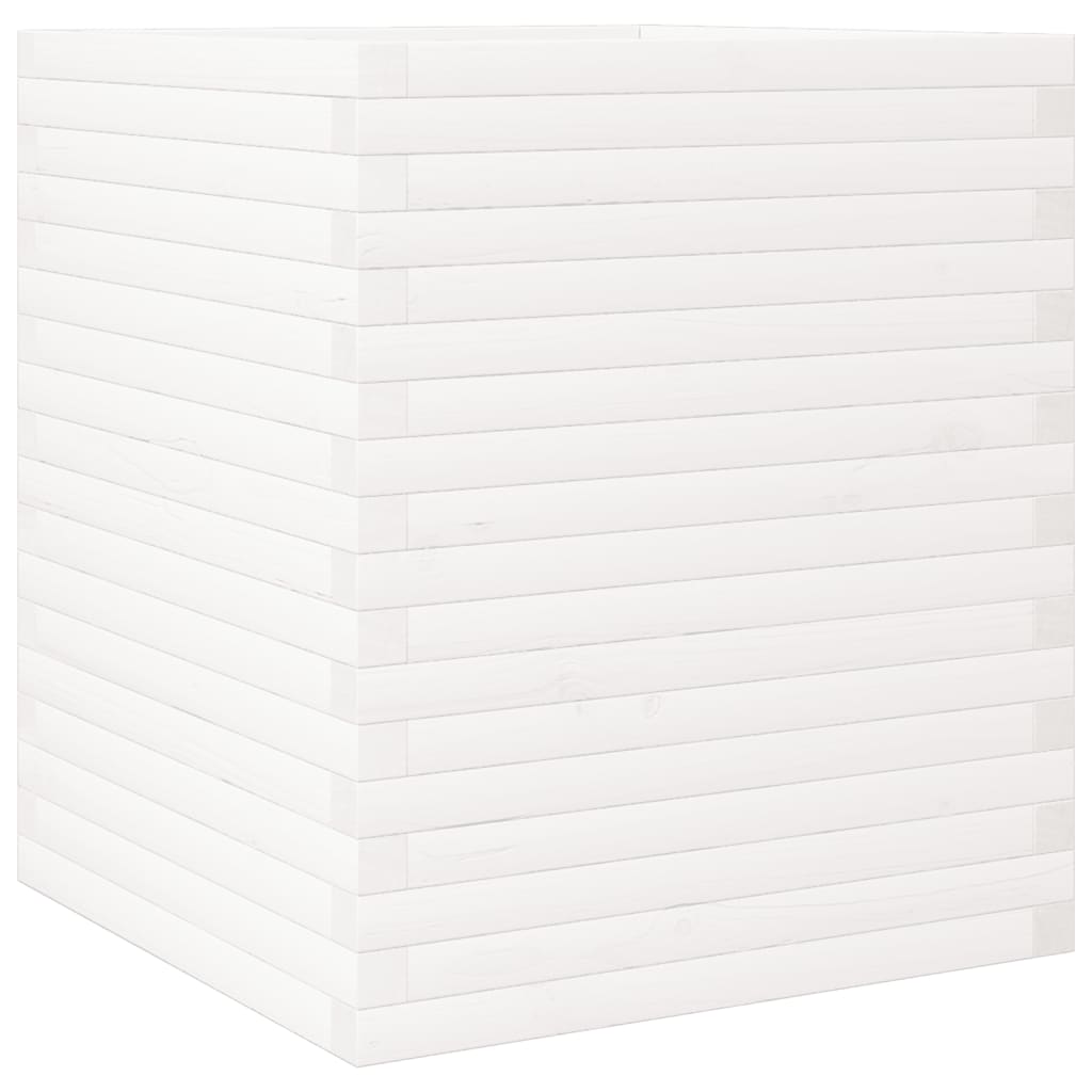 Fioriera da Giardino Bianca 60x60x68,5 m Legno Massello di Pino