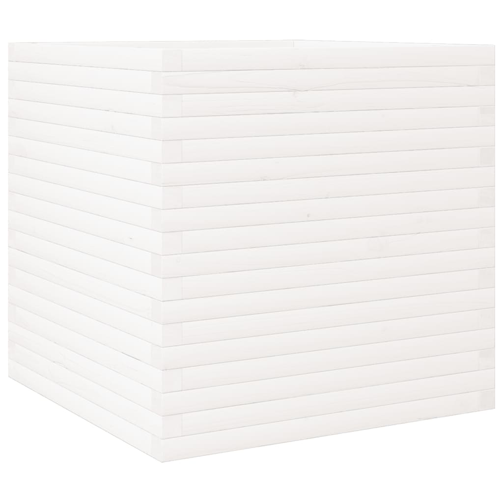 Fioriera da Giardino Bianca 70x70x68,5cm Legno Massello di Pino