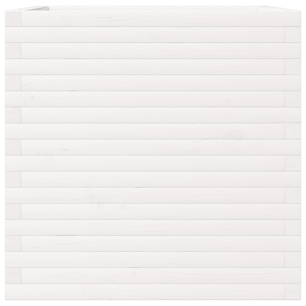 Fioriera da Giardino Bianca 70x70x68,5cm Legno Massello di Pino