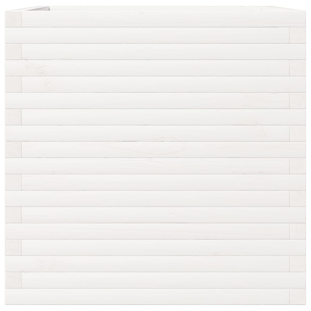 Fioriera da Giardino Bianca 70x70x68,5cm Legno Massello di Pino