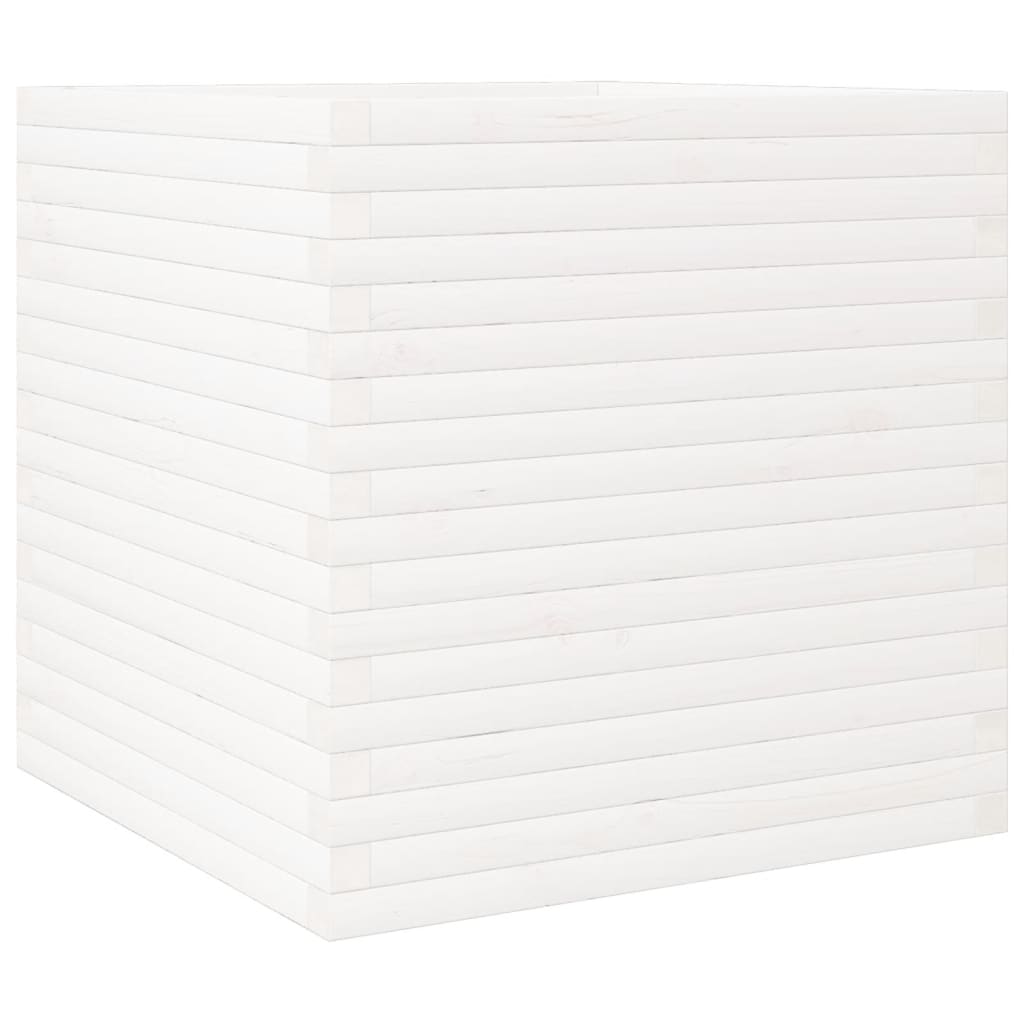 Fioriera da Giardino Bianca 70x70x68,5cm Legno Massello di Pino