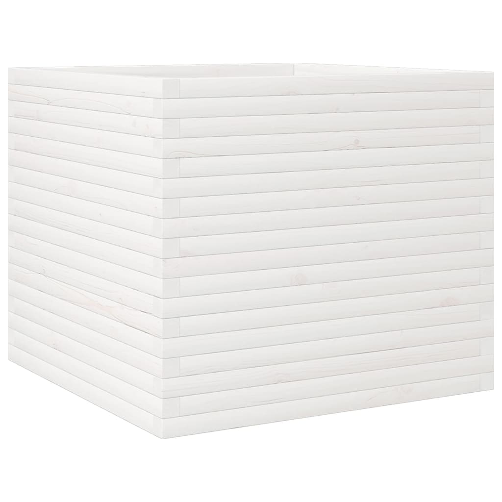 Fioriera da Giardino Bianca 80x80x68,5cm Legno Massello di Pino