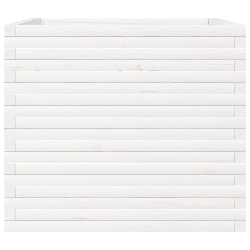 Fioriera da Giardino Bianca 80x80x68,5cm Legno Massello di Pino