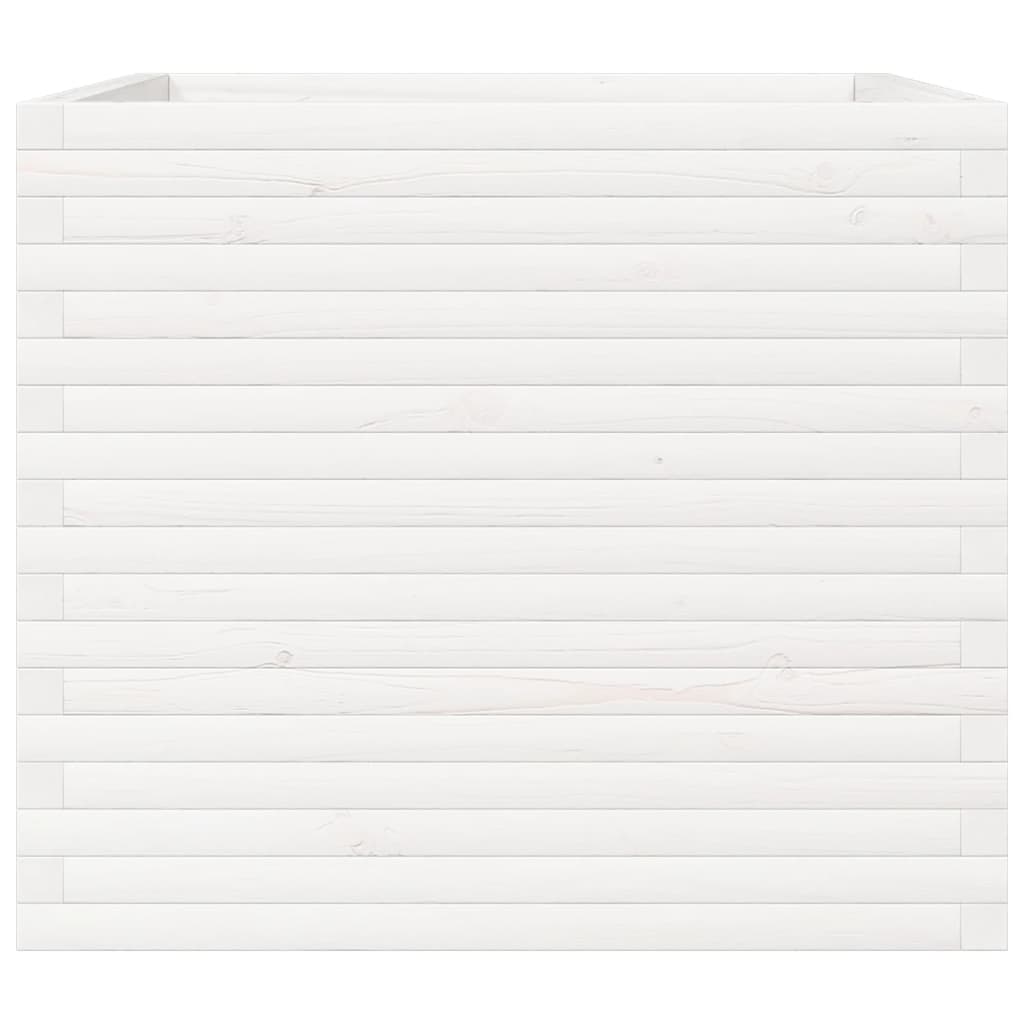 Fioriera da Giardino Bianca 80x80x68,5cm Legno Massello di Pino