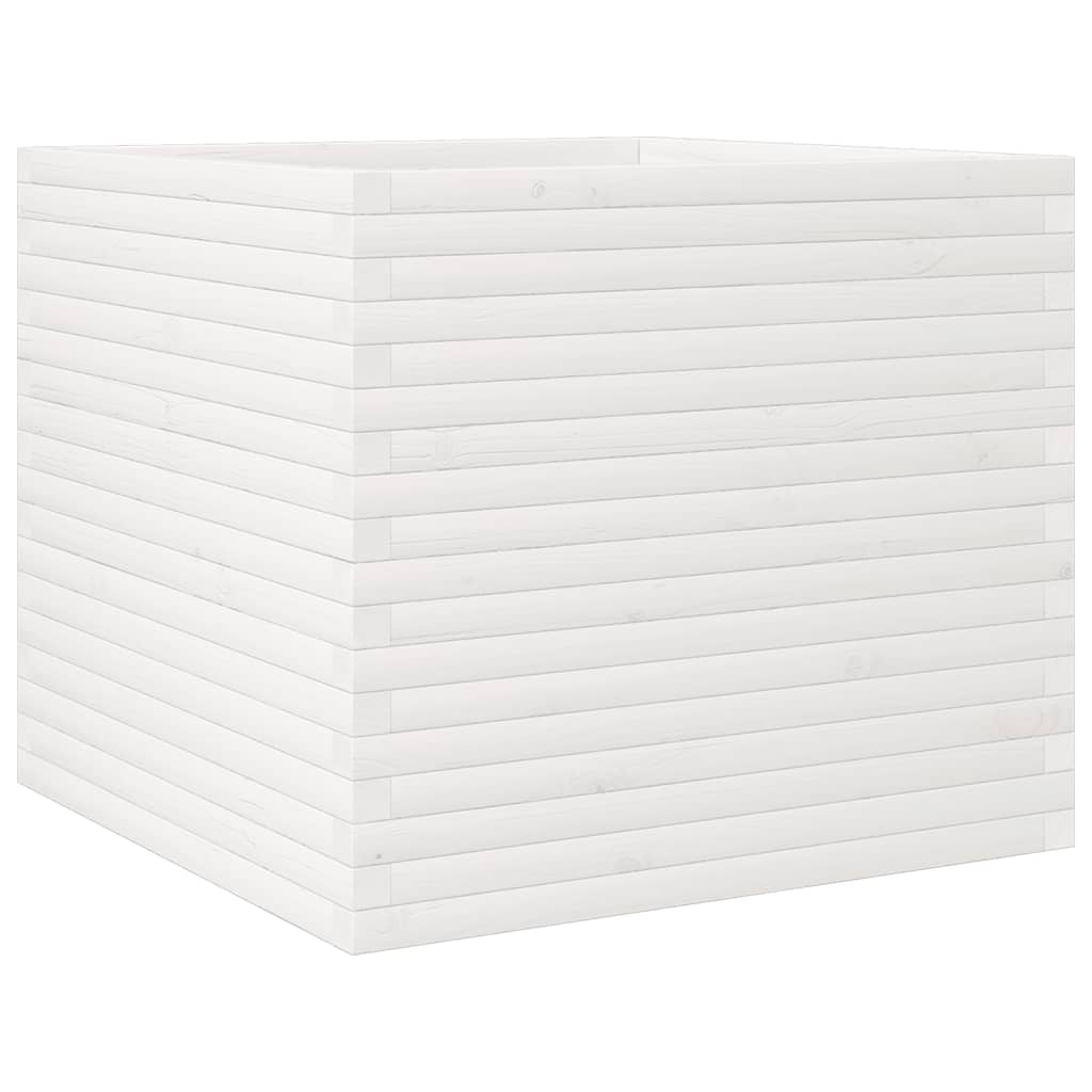 Fioriera da Giardino Bianca 80x80x68,5cm Legno Massello di Pino