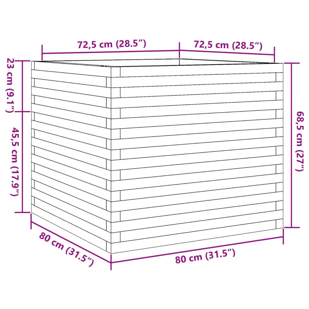 Fioriera da Giardino 80x80x68,5 cm in Legno Massello di Douglas