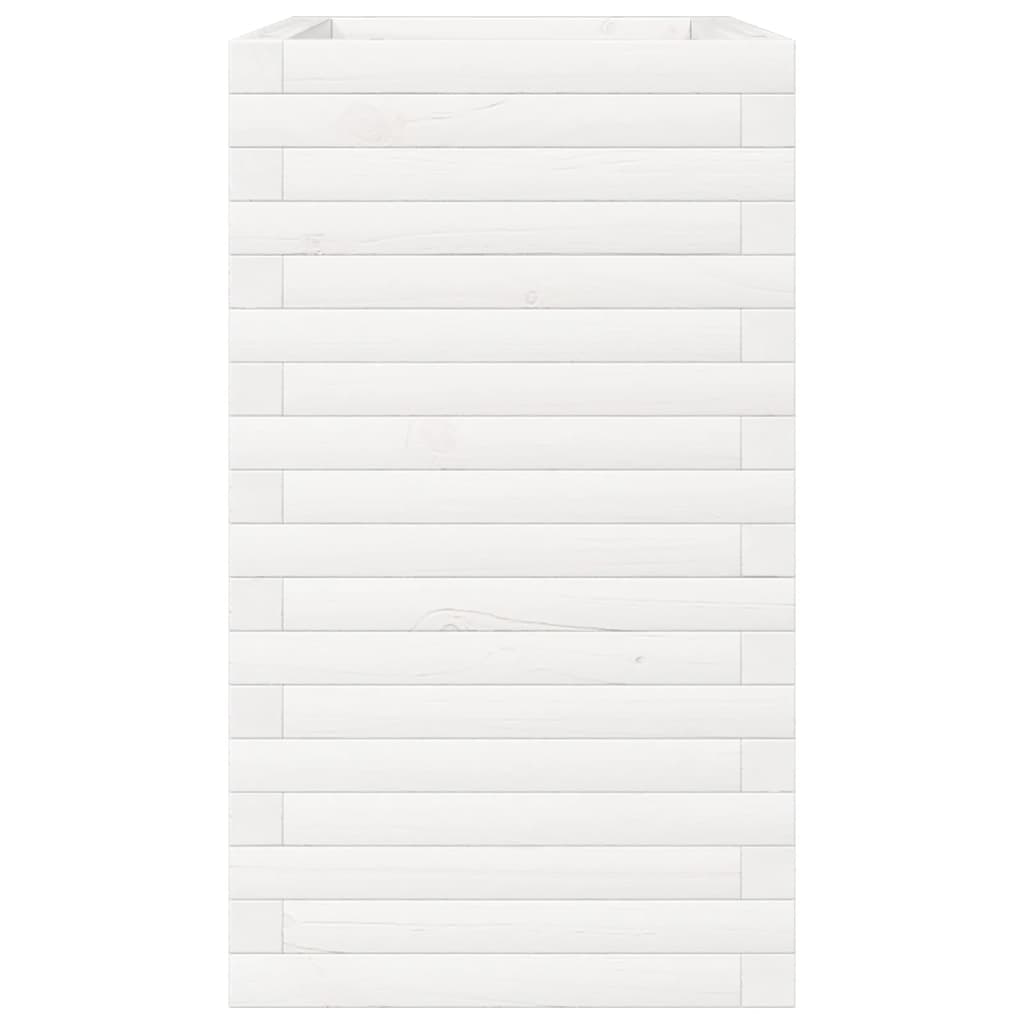 Fioriera da Giardino Bianca 70x40x68,5cm Legno Massello di Pino
