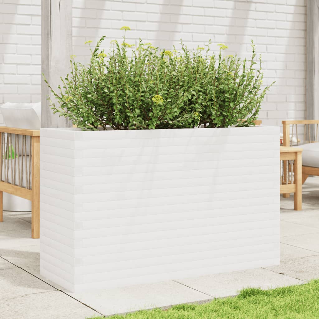 Fioriera da Giardino Bianca 110x40x68,5 cm Legno Massello Pino
