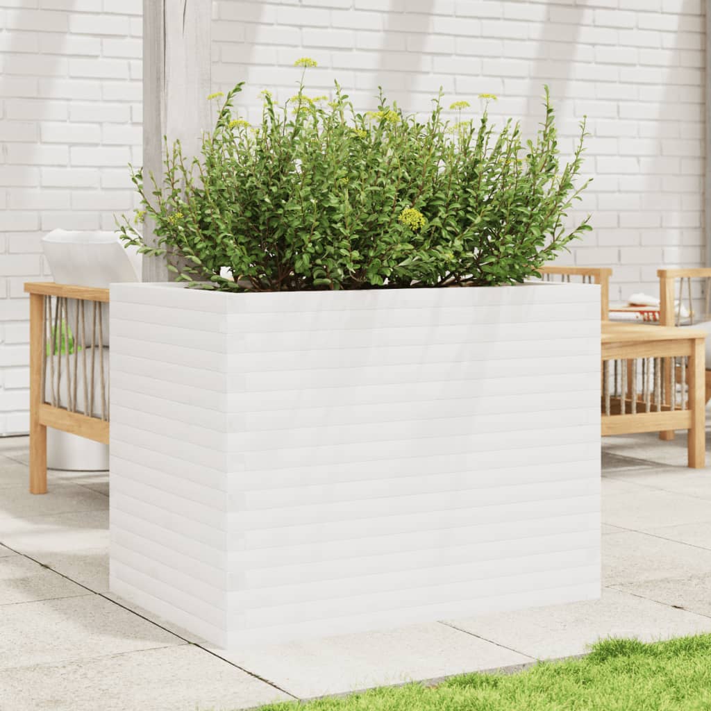Fioriera da Giardino Bianca 90x60x68,5cm Legno Massello di Pino