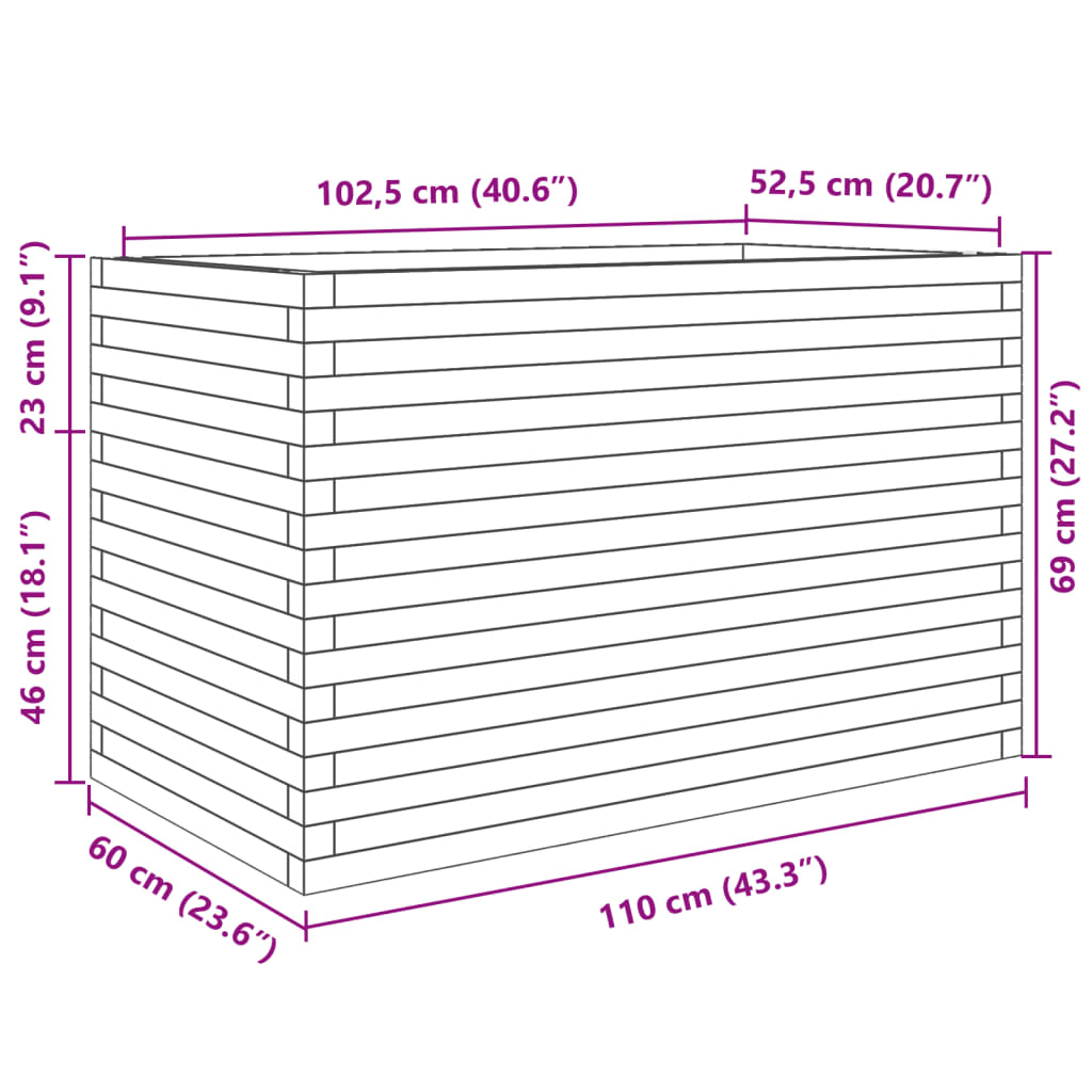 Fioriera da Giardino 110x60x68,5 cm Legno Massello Di Douglas