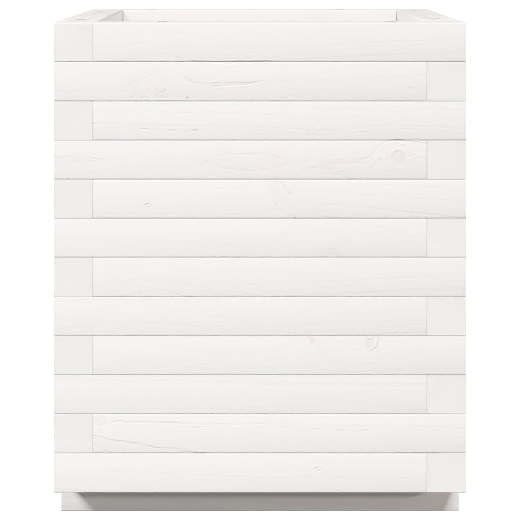 Fioriera da Giardino Bianca 40x40x49,5cm Legno Massello di Pino