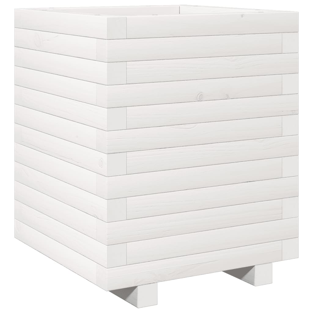 Fioriera da Giardino Bianca 40x40x49,5cm Legno Massello di Pino