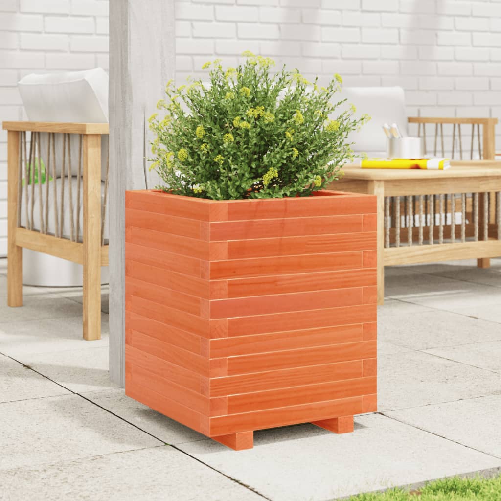 Fioriera Giardino Marrone Cera 40x40x49,5cm Legno Massello Pino