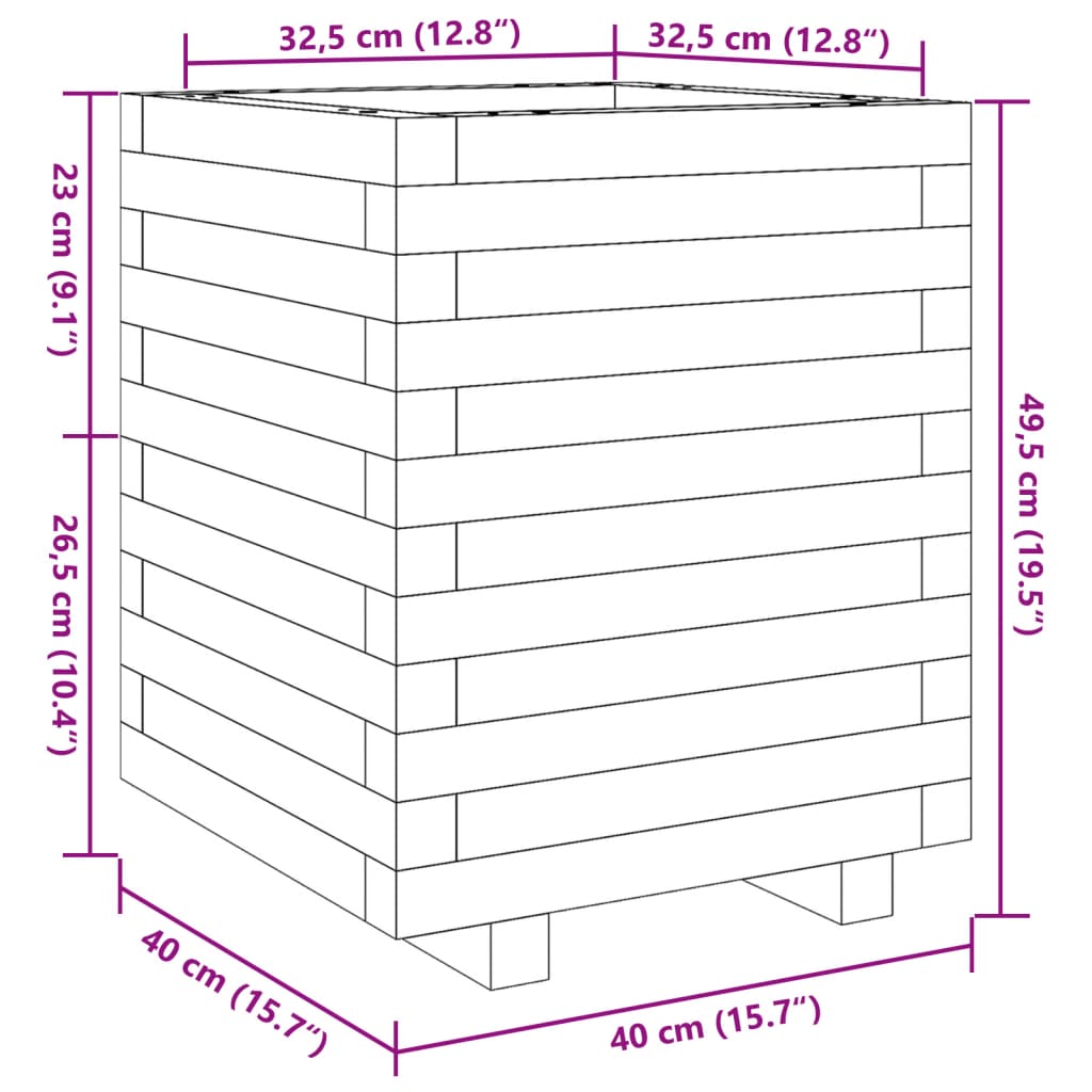 Fioriera da Giardino 40x40x49,5 cm in Legno di Pino Impregnato