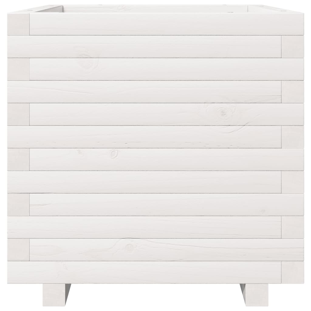 Fioriera da Giardino Bianca 50x50x49,5cm Legno Massello di Pino