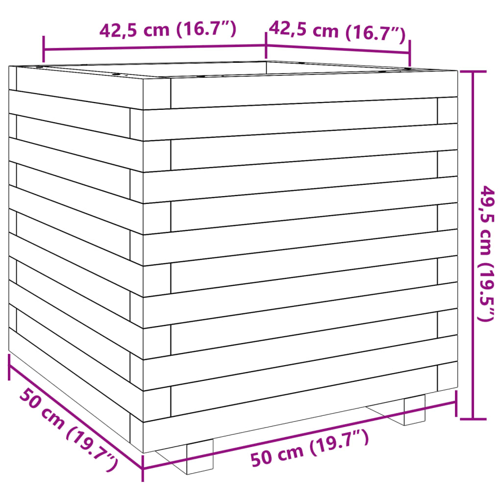 Fioriera Giardino Marrone Cera 50x50x49,5cm Legno Massello Pino