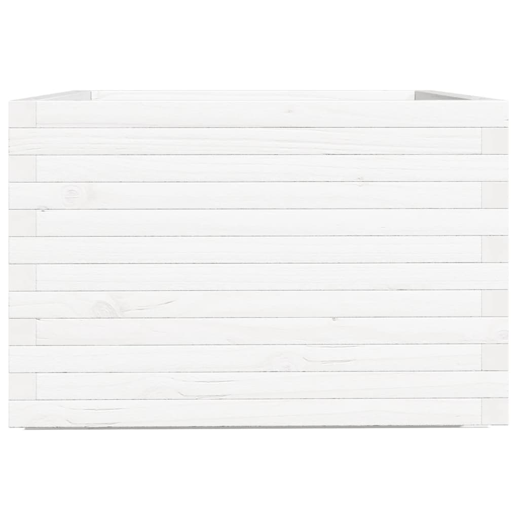 Fioriera da Giardino Bianca 70x70x49,5cm Legno Massello di Pino