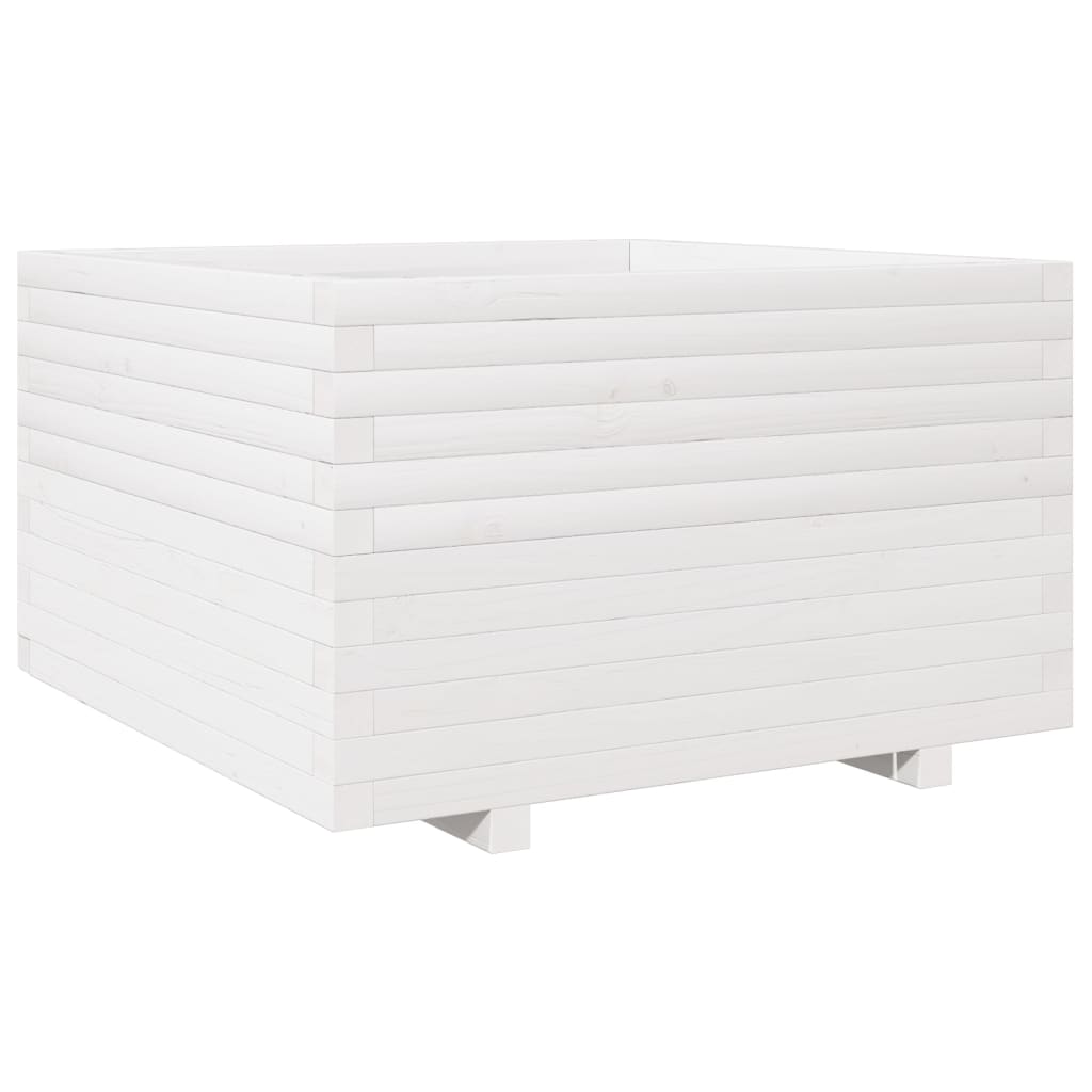 Fioriera da Giardino Bianca 80x80x49,5cm Legno Massello di Pino