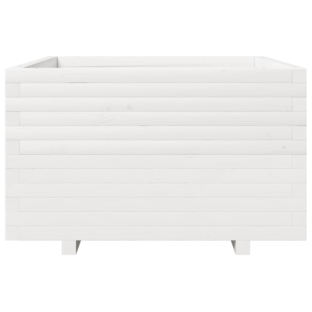 Fioriera da Giardino Bianca 80x80x49,5cm Legno Massello di Pino
