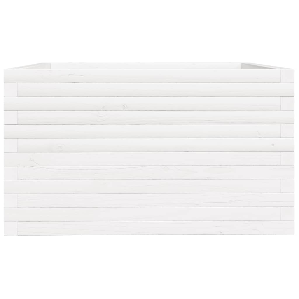 Fioriera da Giardino Bianca 80x80x49,5cm Legno Massello di Pino