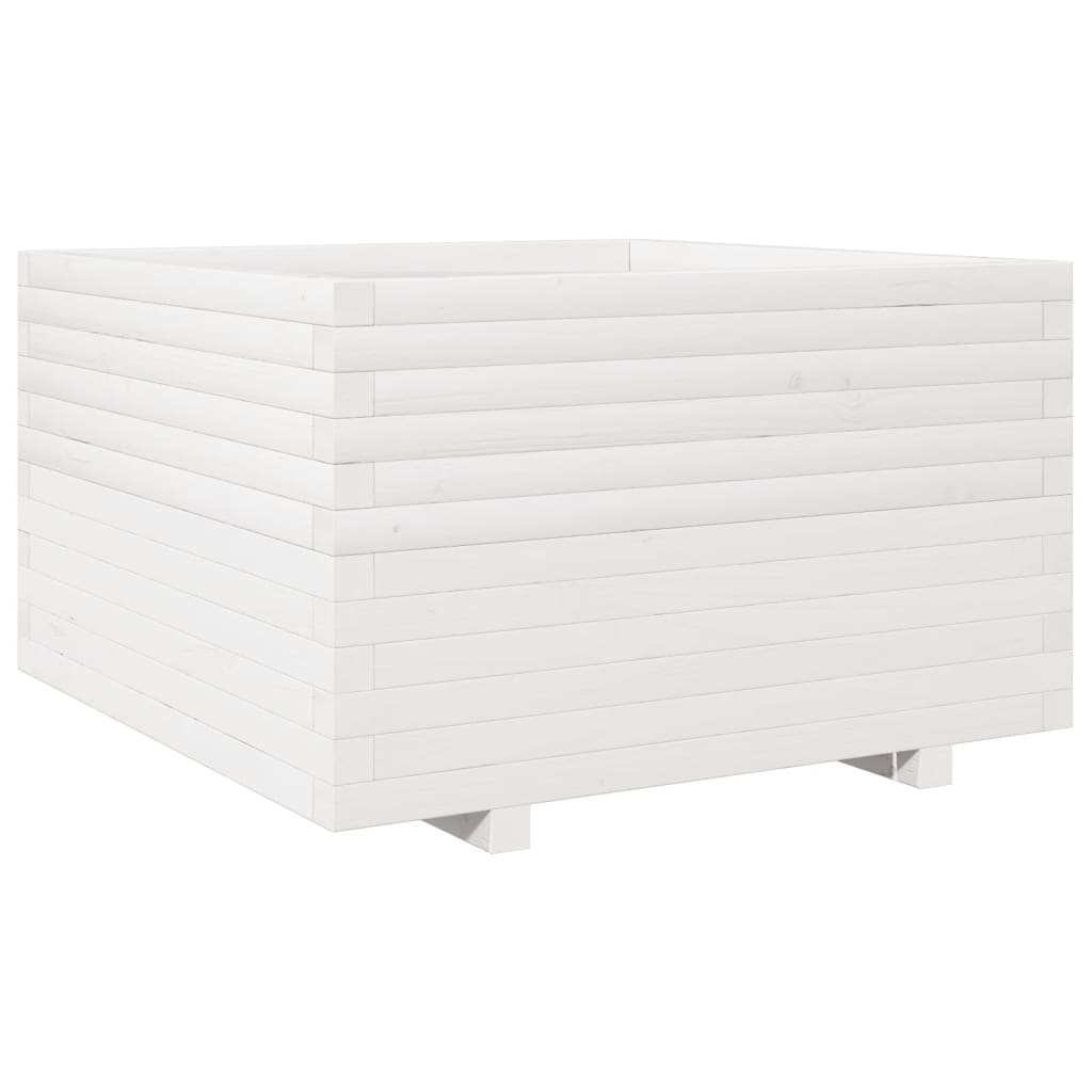 Fioriera da Giardino Bianca 80x80x49,5cm Legno Massello di Pino