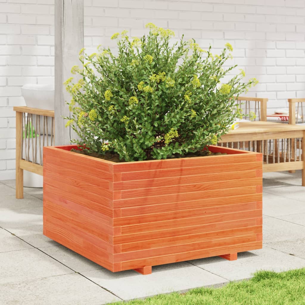 Fioriera Giardino Marrone Cera 80x80x49,5cm Legno Massello Pino