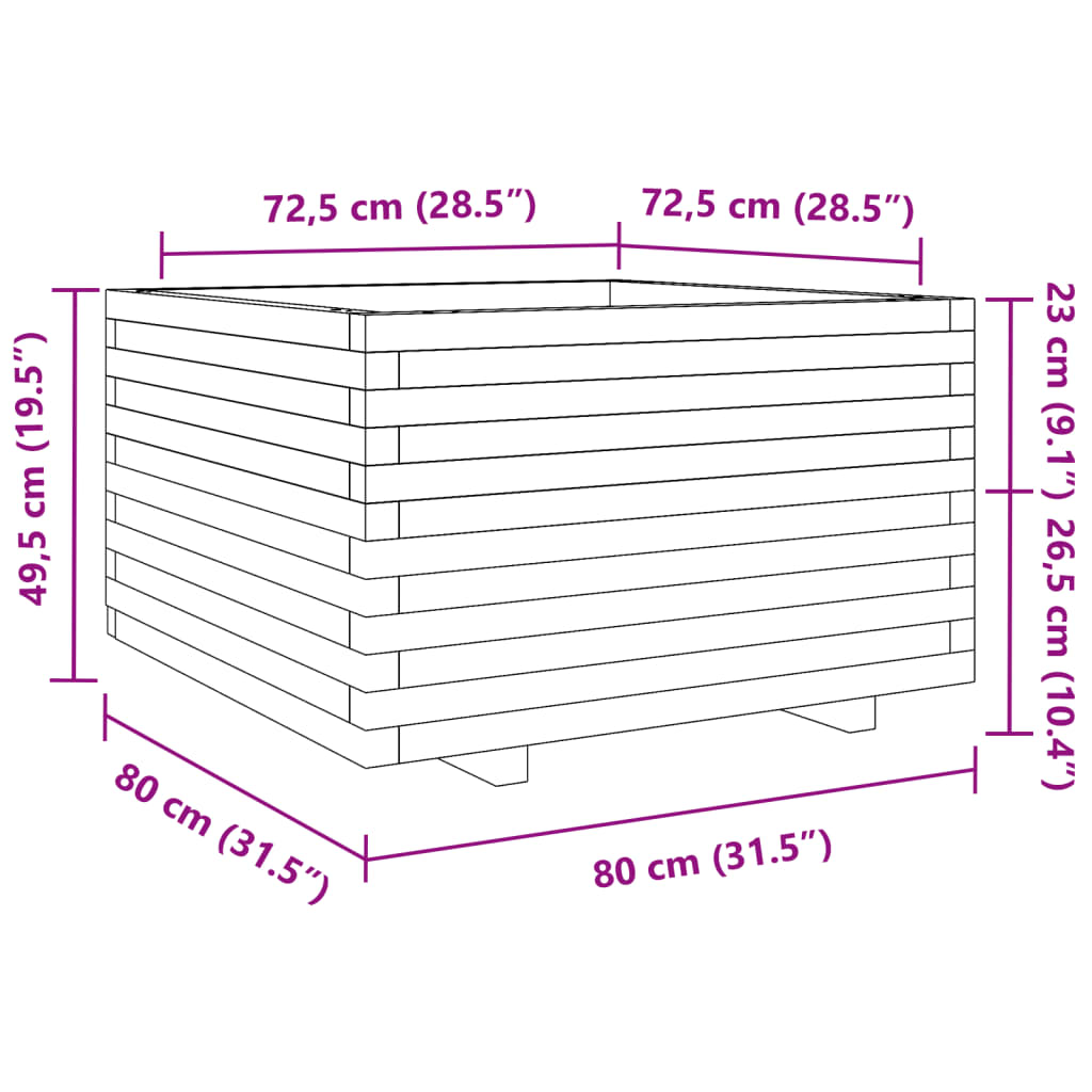 Fioriera da Giardino 80x80x49,5 cm in Legno di Pino Impregnato